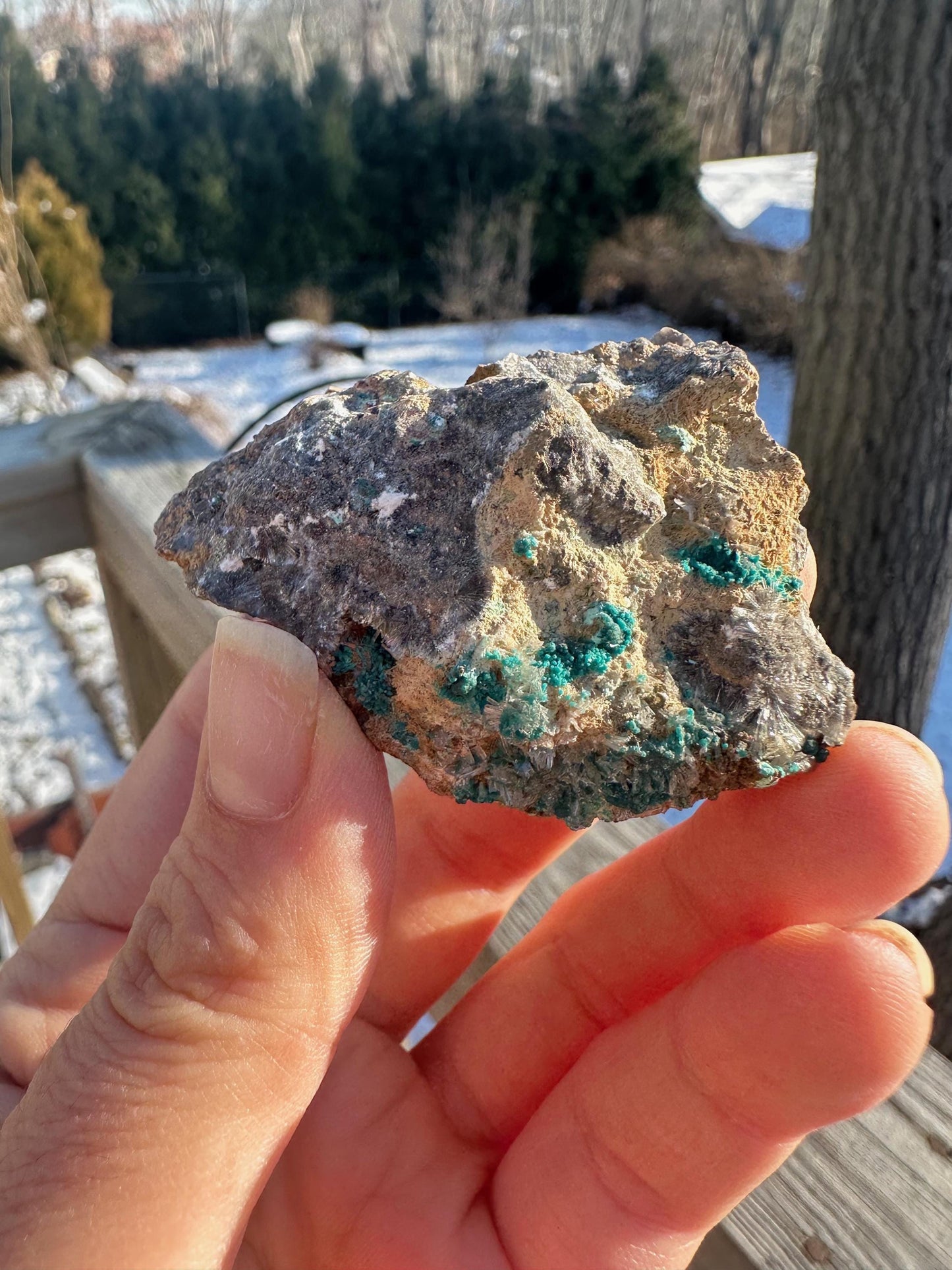 Rosasite with Calcite from Ojuela Mine Mexico