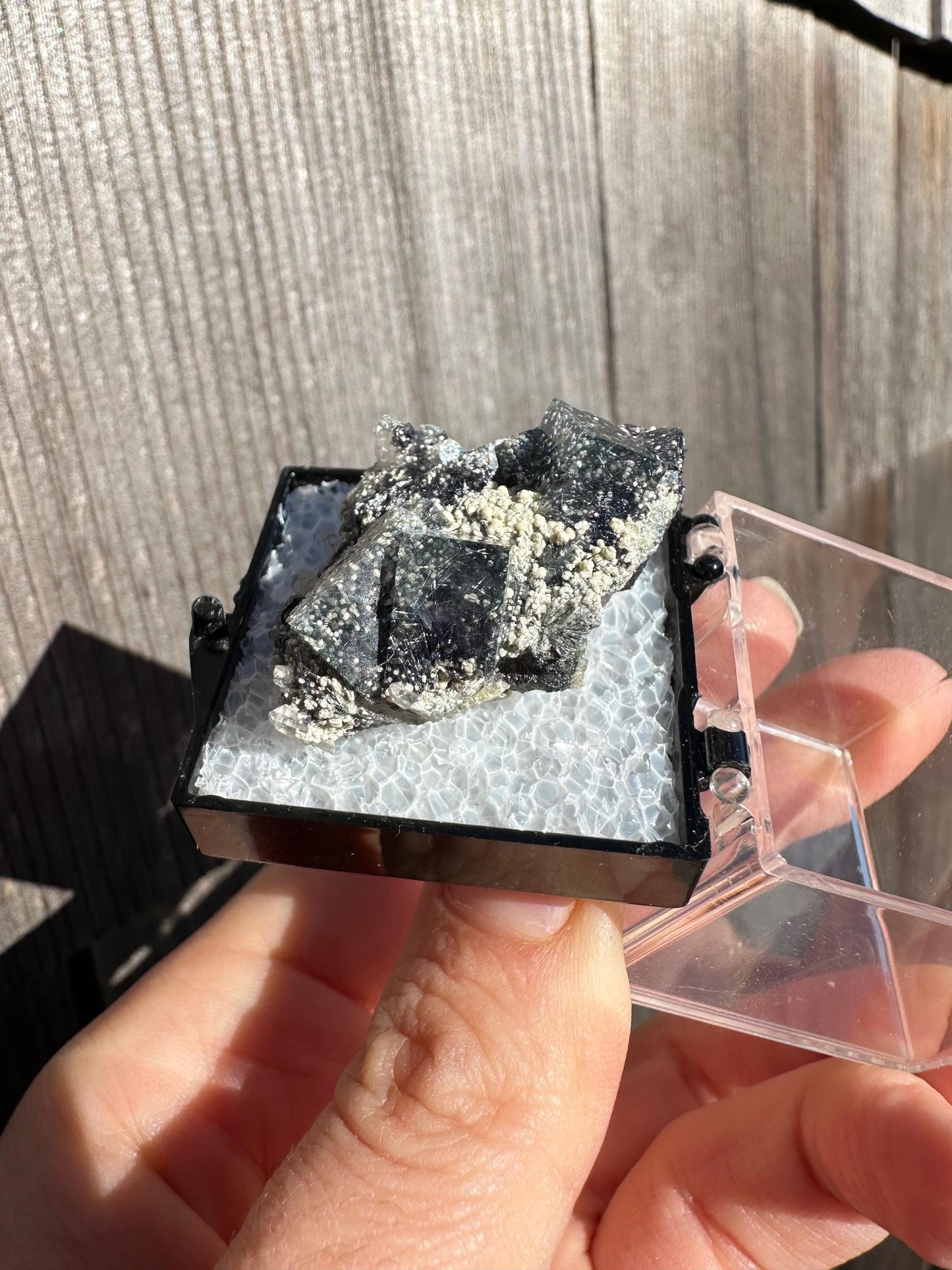 YGX Muscovite in Fluorite with Bismuthinite from China