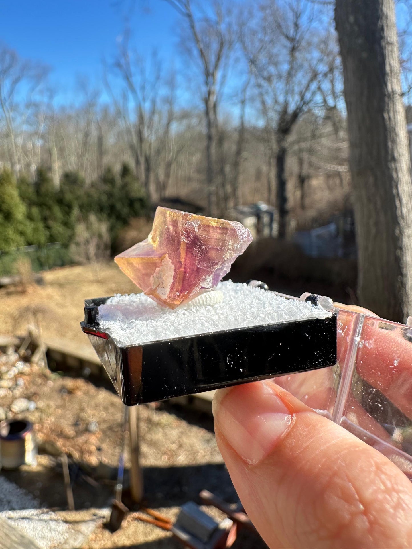 Yellow and Purple Fluorite Crystal from Jingbian Cu-A Deposit, China