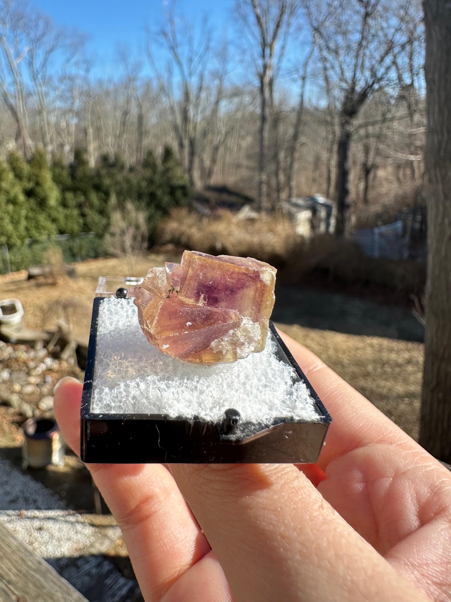 Yellow and Purple Fluorite Crystal from Jingbian Cu-A Deposit, China