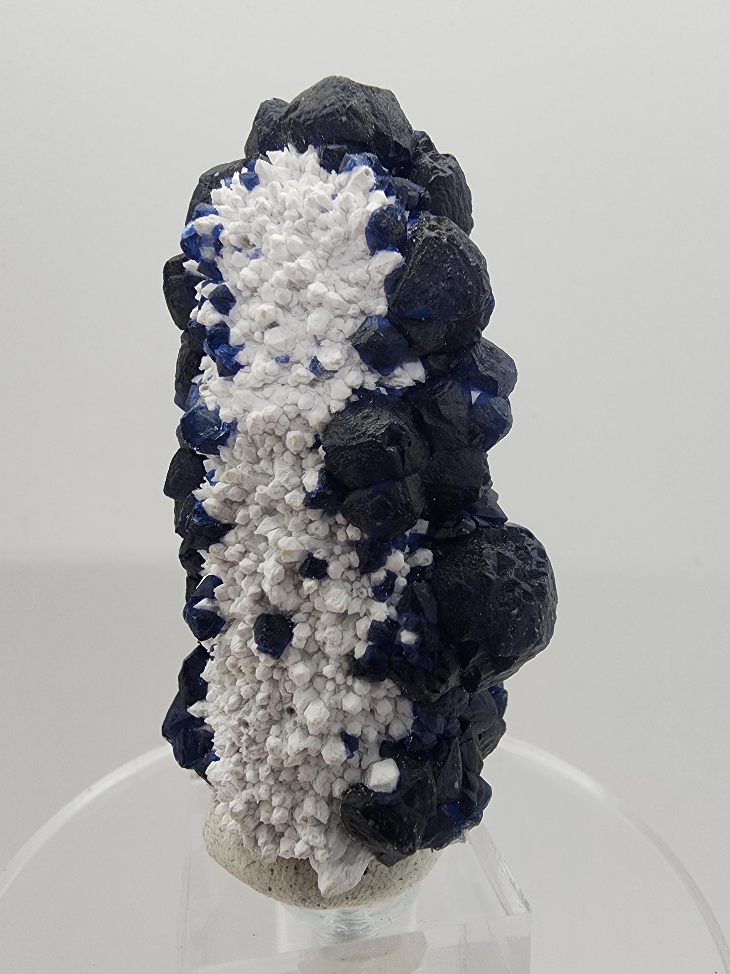 Blueberry Fluorite on Cactus Quartz Point from Huanggangliang, Inner Mongolia, China