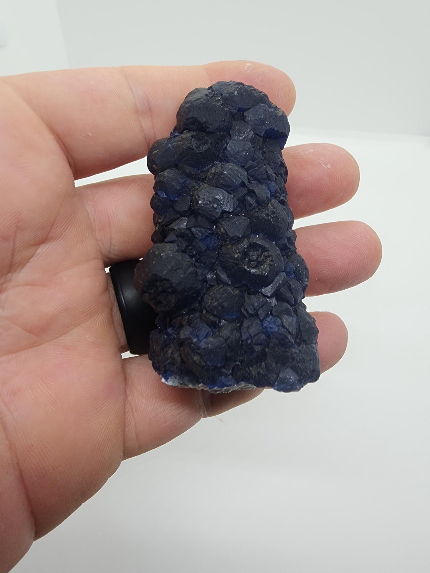 Blueberry Fluorite on Cactus Quartz Point from Huanggangliang, Inner Mongolia, China