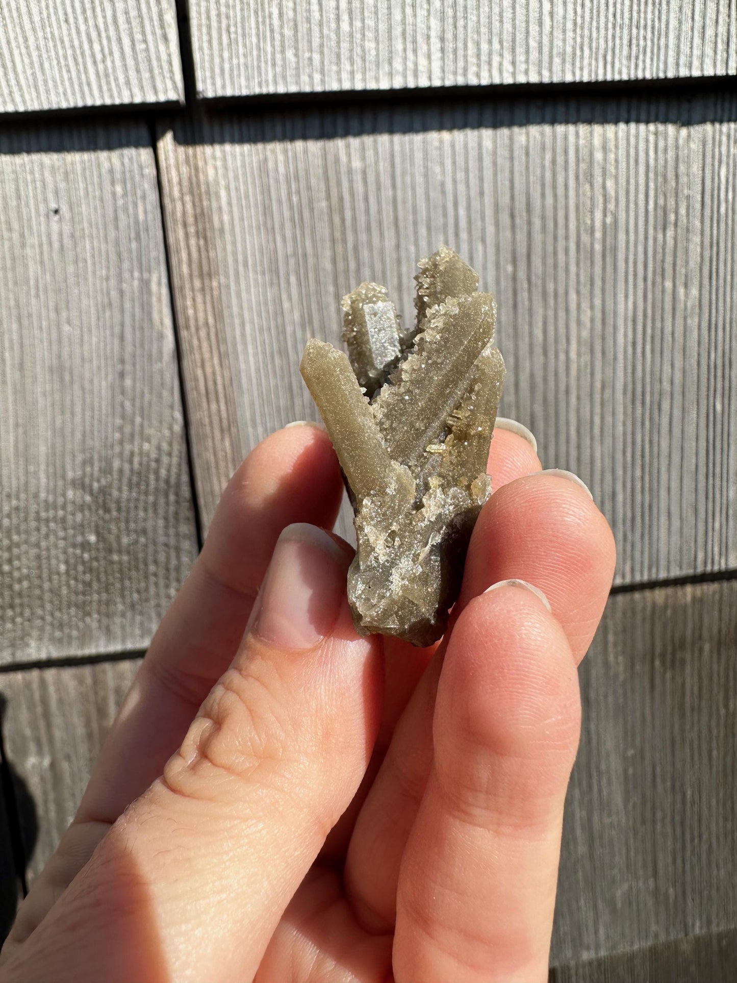Hedenbergite in Quartz Cluster from Inner Mongolia