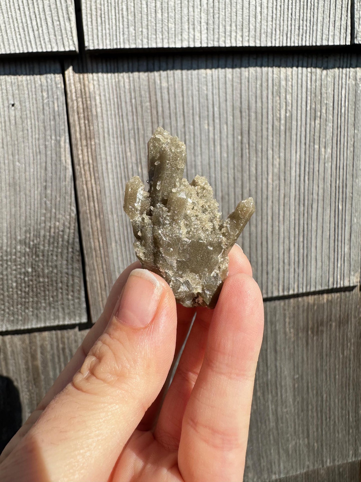 Hedenbergite in Quartz Cluster from Inner Mongolia