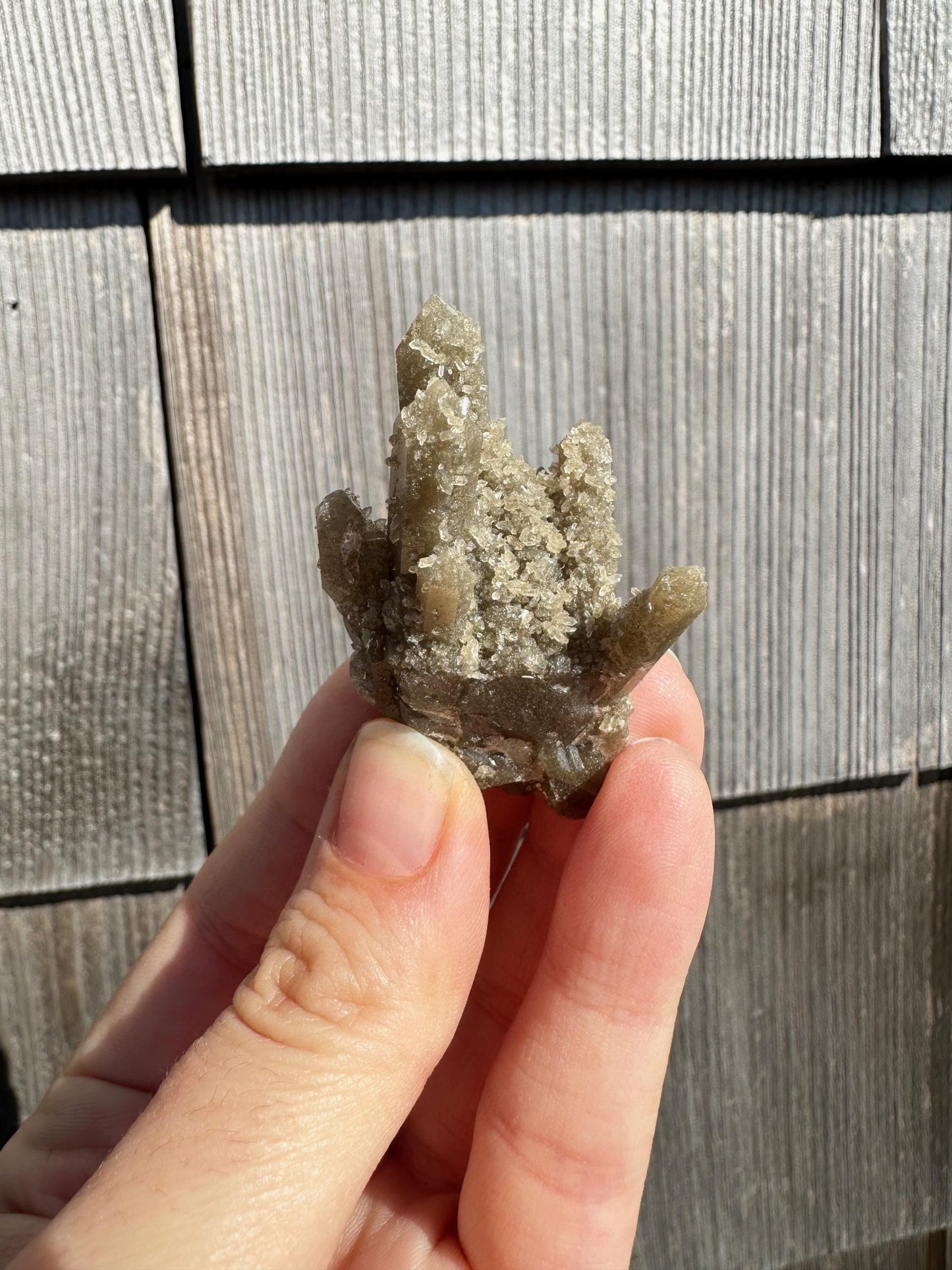 Hedenbergite in Quartz Cluster from Inner Mongolia