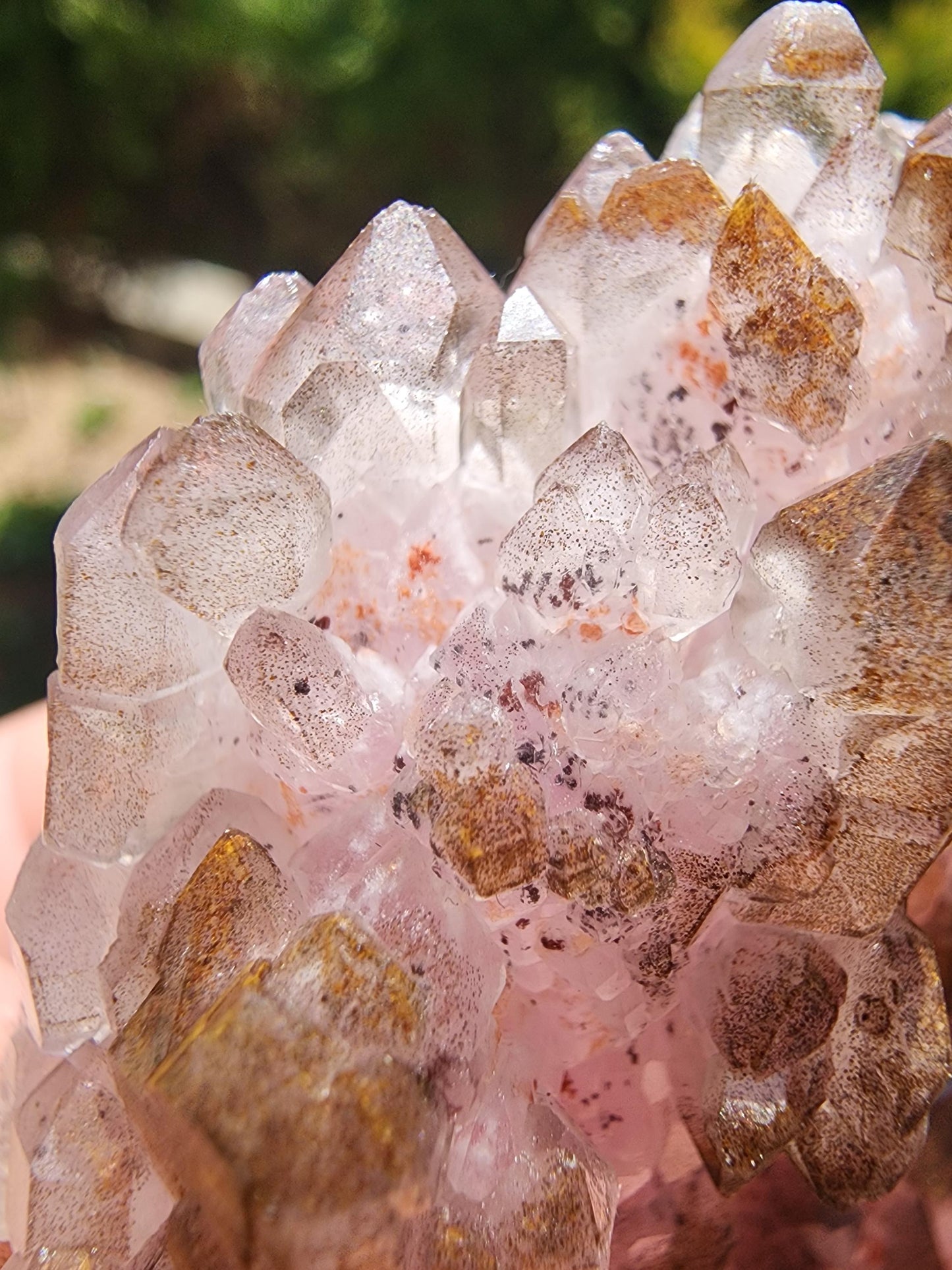 Crystallized Elestial Rose Quartz from Pitorra Mine, Brazil