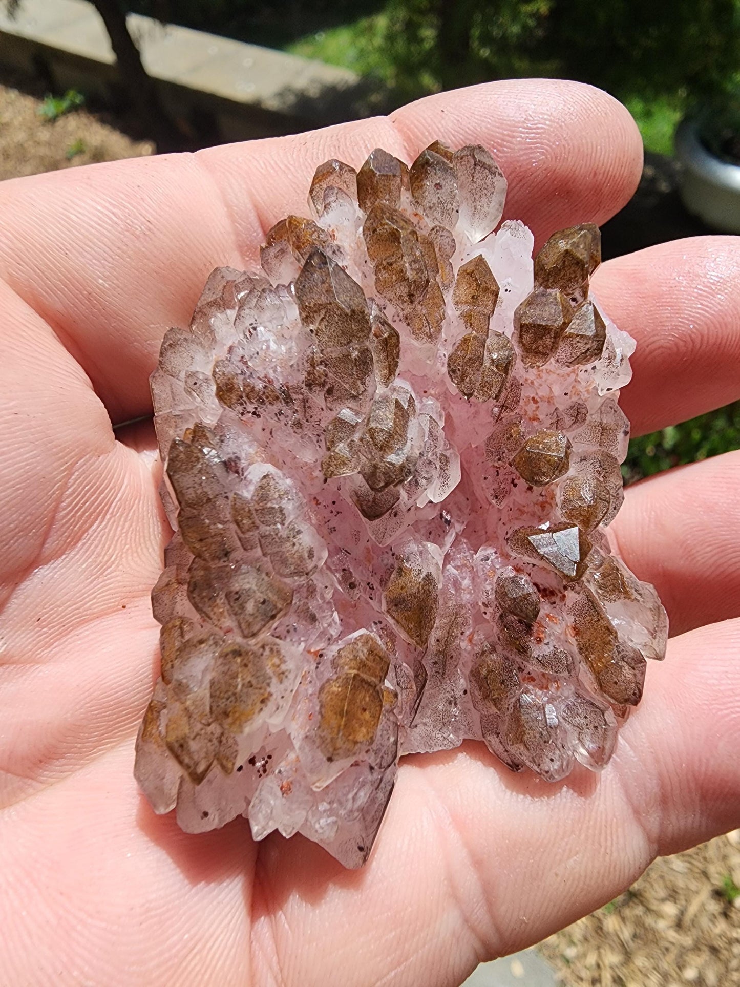 Crystallized Elestial Rose Quartz from Pitorra Mine, Brazil