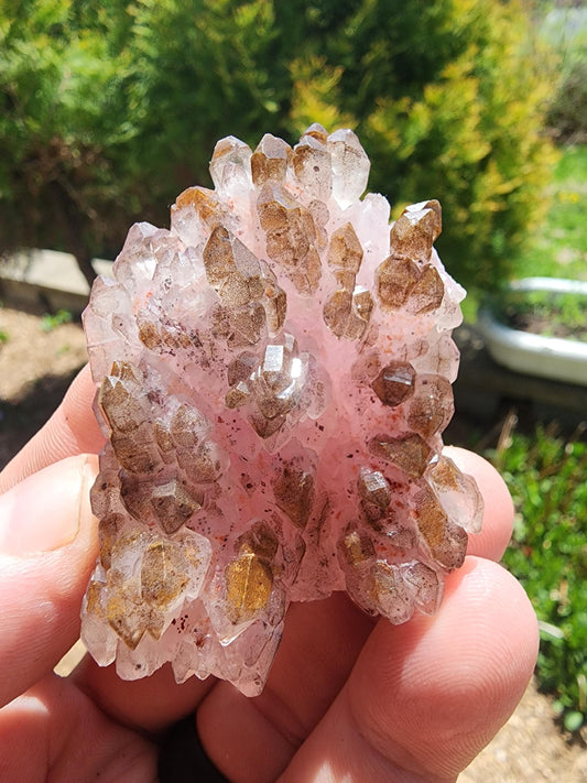 Crystallized Elestial Rose Quartz from Pitorra Mine, Brazil