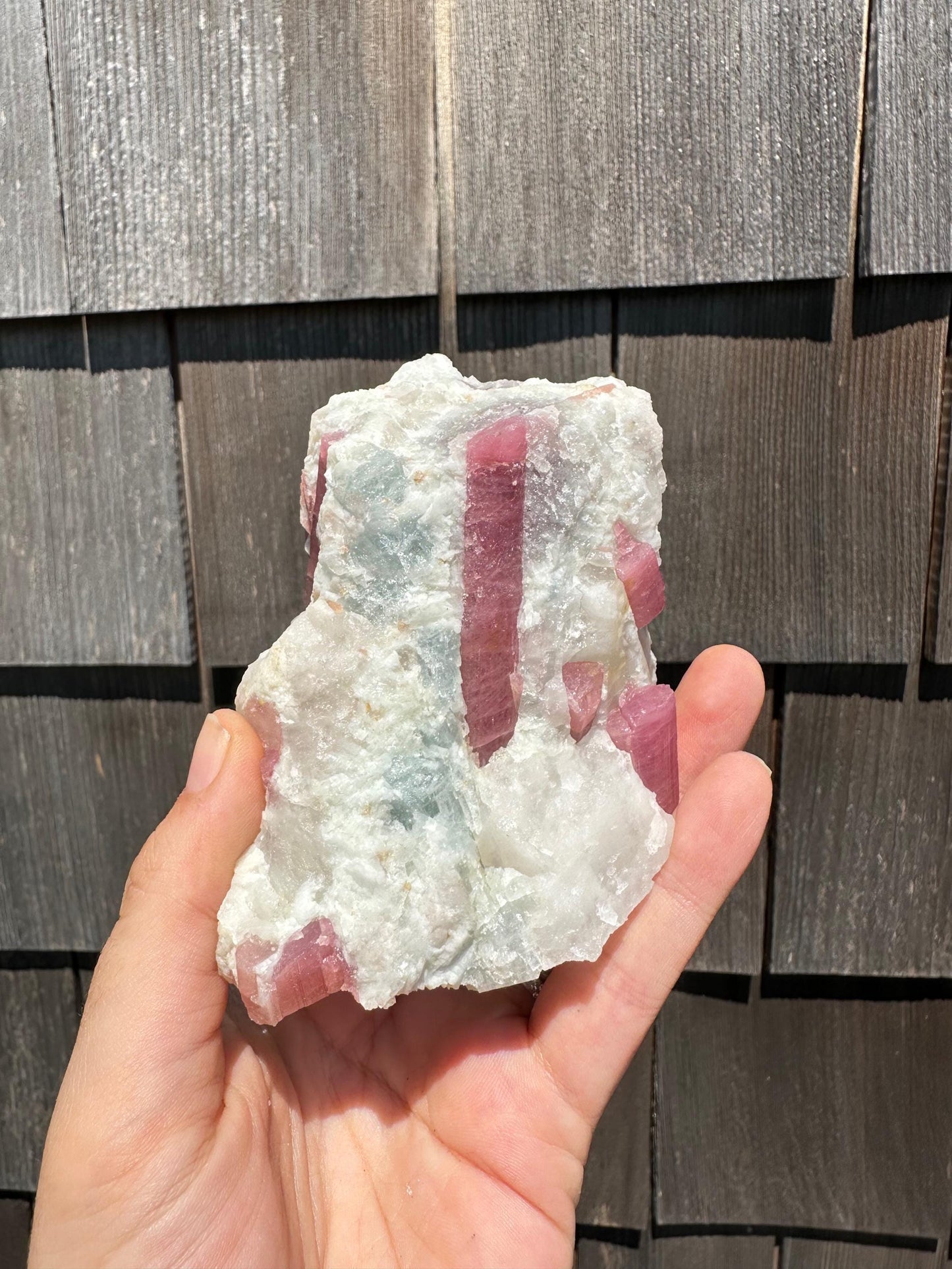 Pink Tourmaline with Aquamarine in Matrix from Brazil