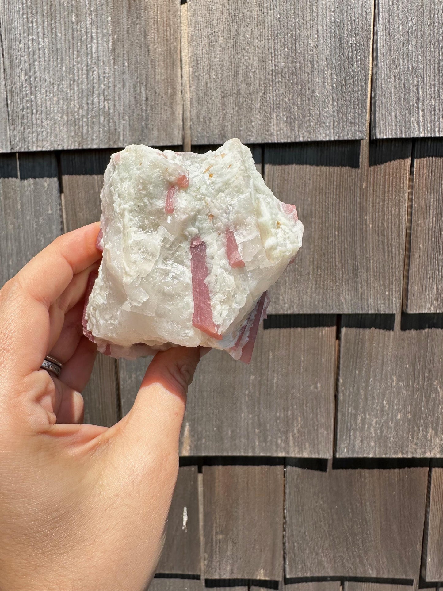 Pink Tourmaline with Aquamarine in Matrix from Brazil