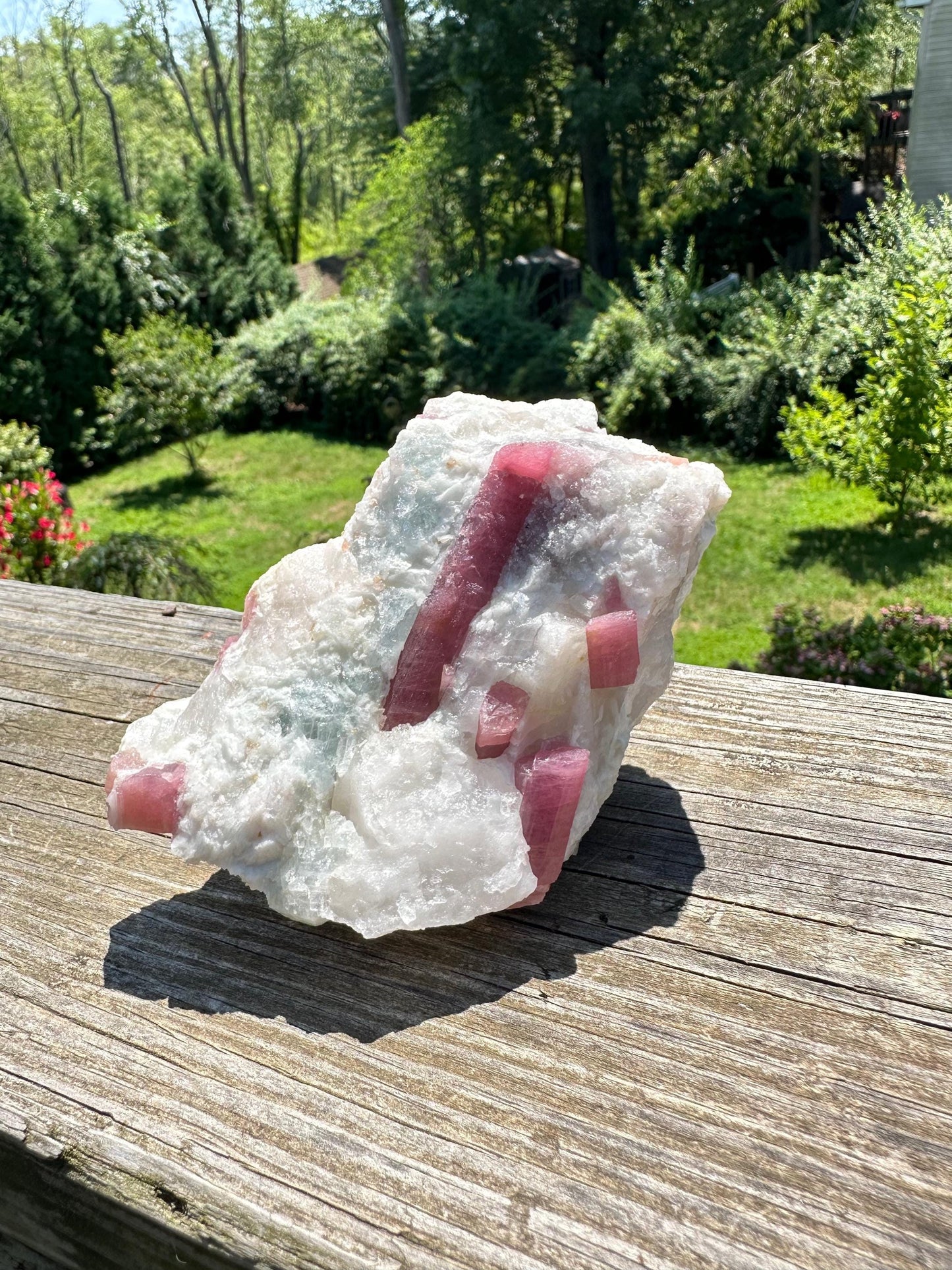 Pink Tourmaline with Aquamarine in Matrix from Brazil