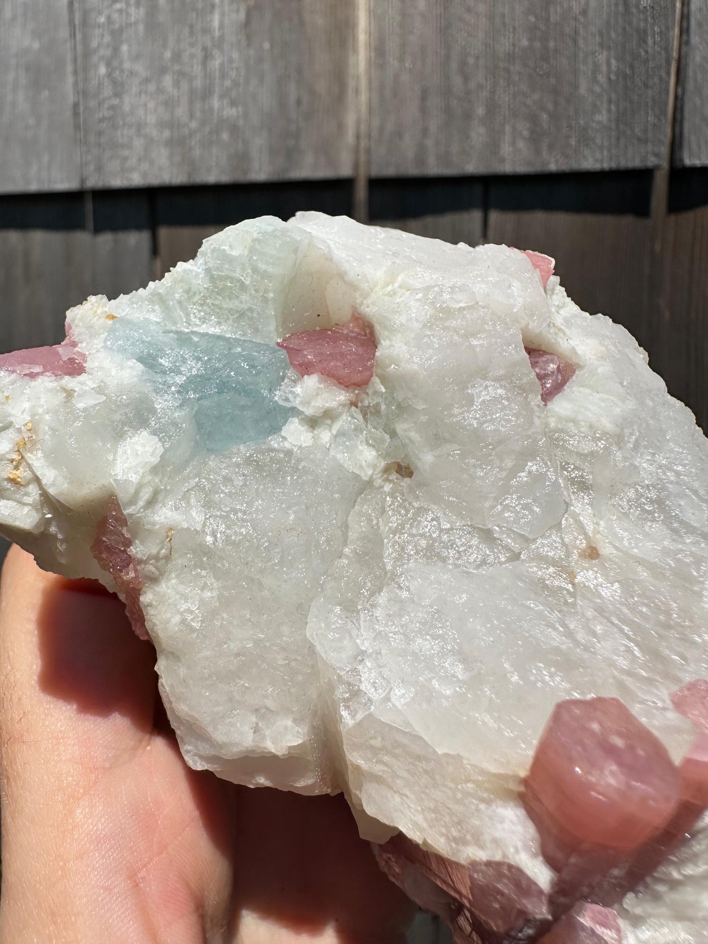 Pink Tourmaline with Aquamarine in Matrix from Brazil