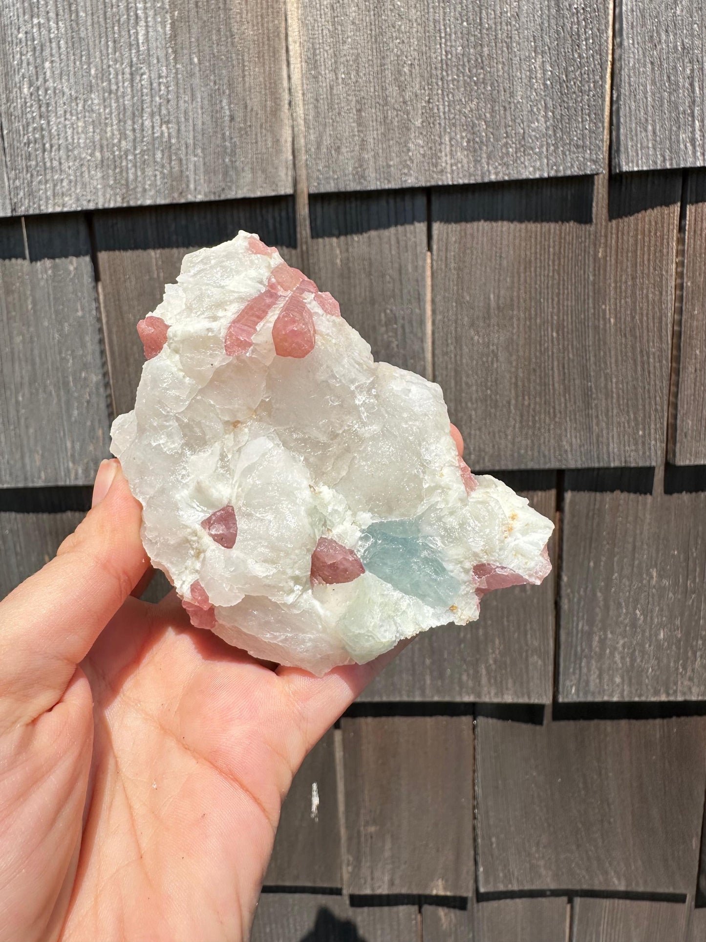 Pink Tourmaline with Aquamarine in Matrix from Brazil