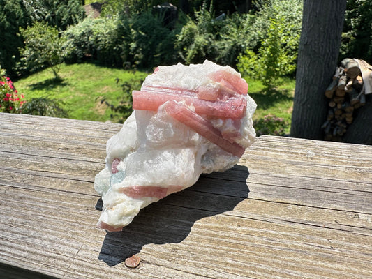 Pink Tourmaline with Aquamarine in Matrix from Brazil