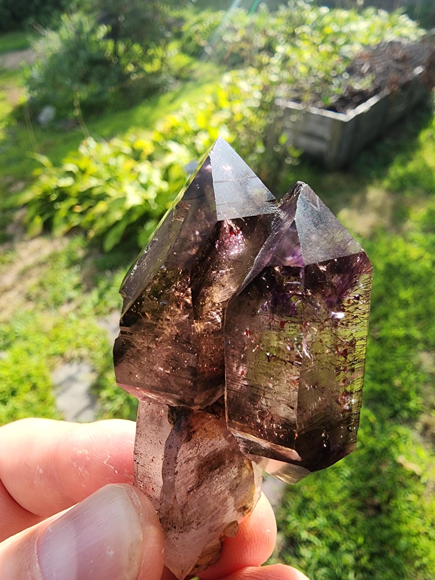 Smoky Amethyst Scepter with Hematite Inclusions from Chibuku Mine, Zimbabwe
