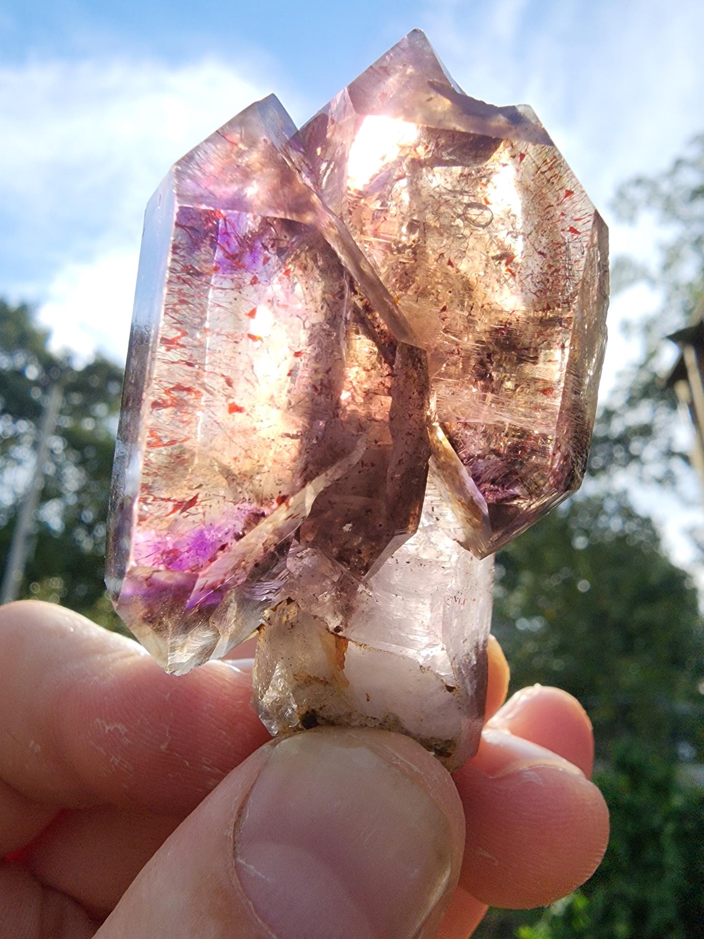 Smoky Amethyst Scepter with Hematite Inclusions from Chibuku Mine, Zimbabwe