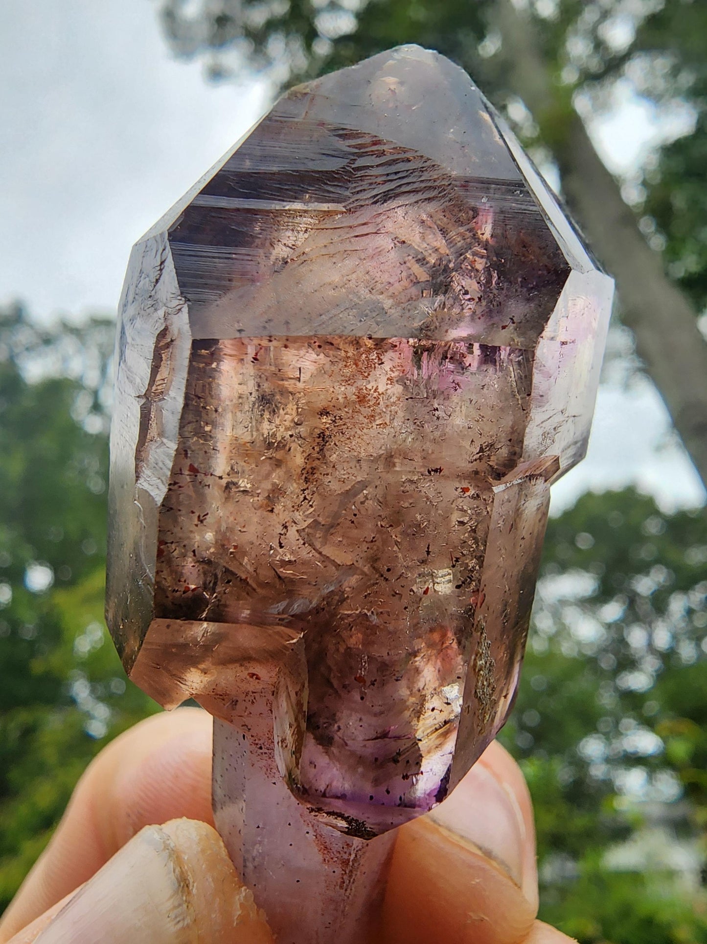 Smoky Amethyst Scepter with Hematite Inclusions from Chibuku Mine, Zimbabwe