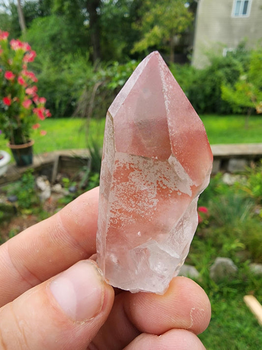 Pink Lemurian Quartz Crystal from Brazil