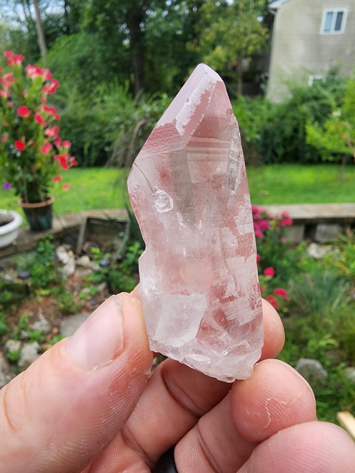 Pink Lemurian Quartz Crystal from Brazil