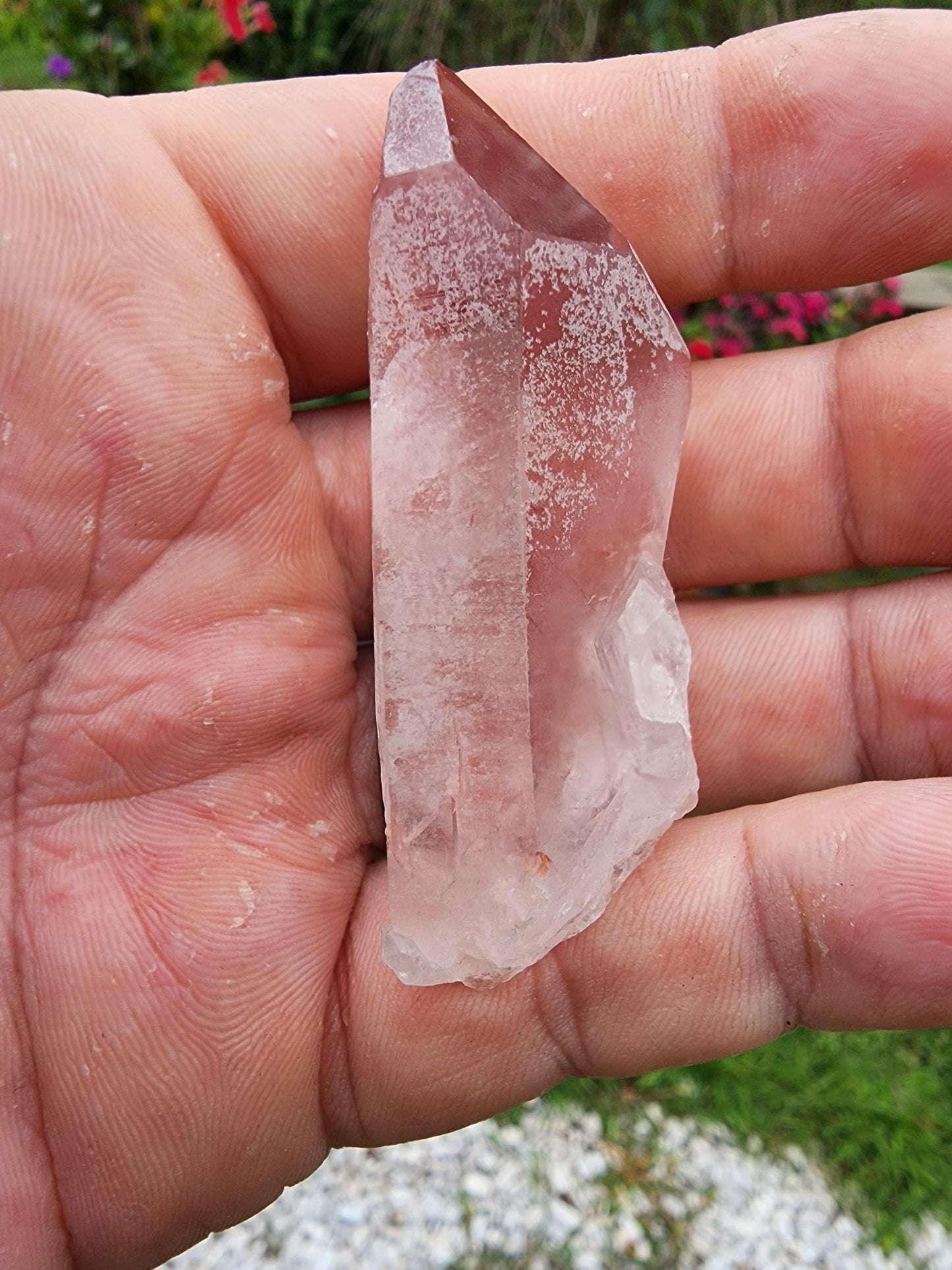 Pink Lemurian Quartz Crystal from Brazil