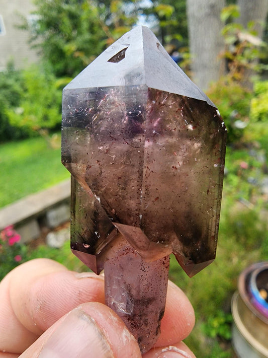 Smoky Amethyst Scepter with Hematite Inclusions from Chibuku Mine, Zimbabwe