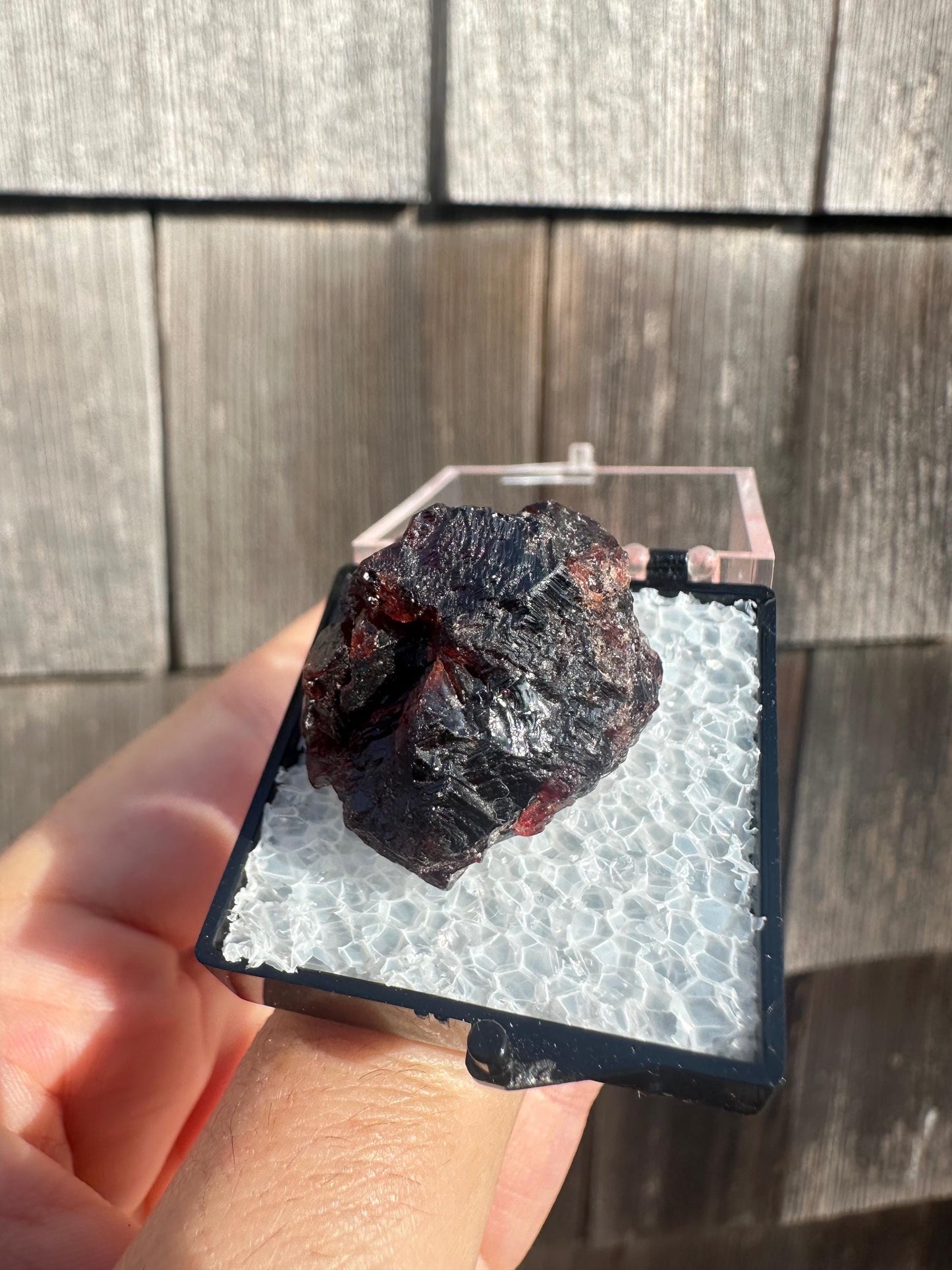 Etched Red Spessartine Garnet Crystal from Brazil
