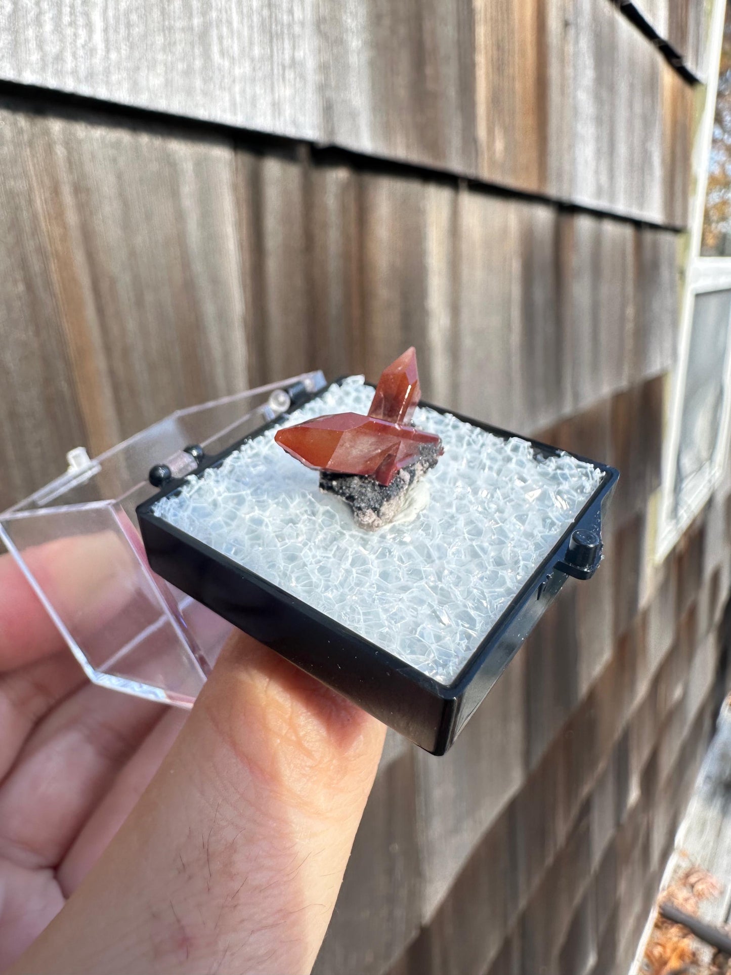 Twin Red Topaz Crystals from San Felipe Mine, Mexico