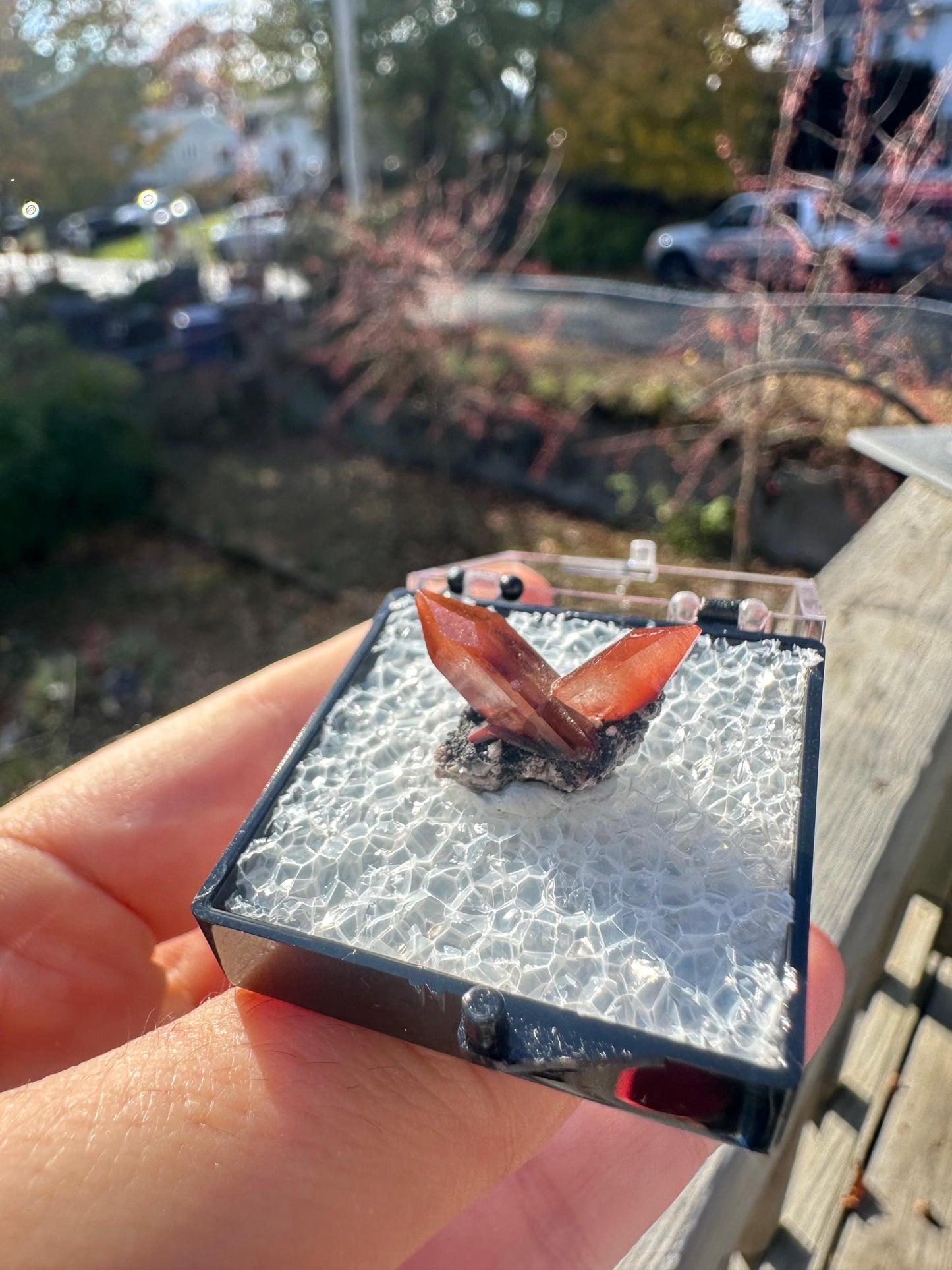 Twin Red Topaz Crystals from San Felipe Mine, Mexico