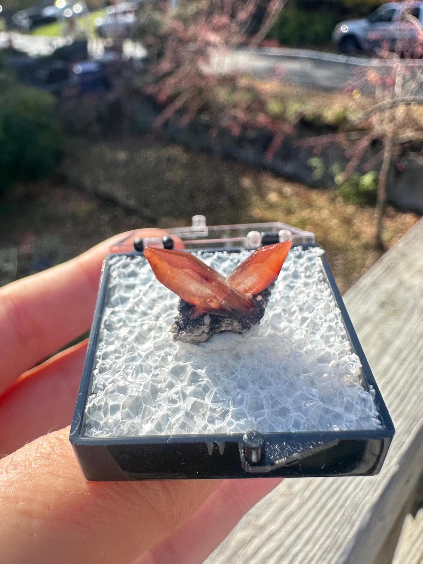 Twin Red Topaz Crystals from San Felipe Mine, Mexico