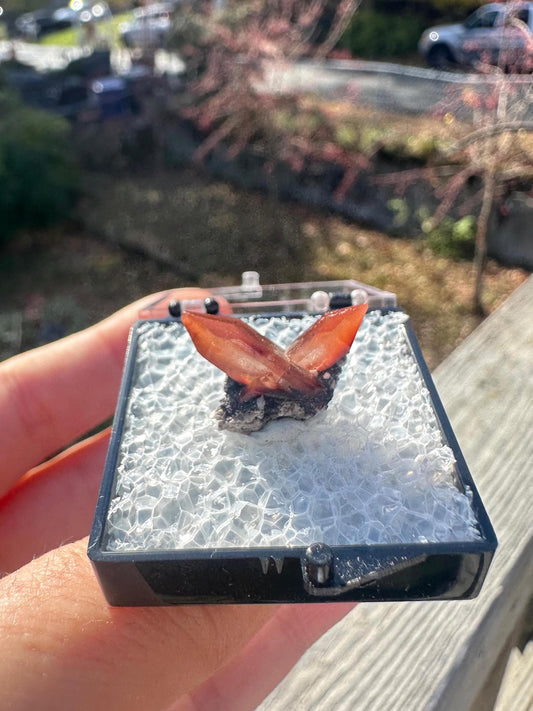 Twin Red Topaz Crystals from San Felipe Mine, Mexico