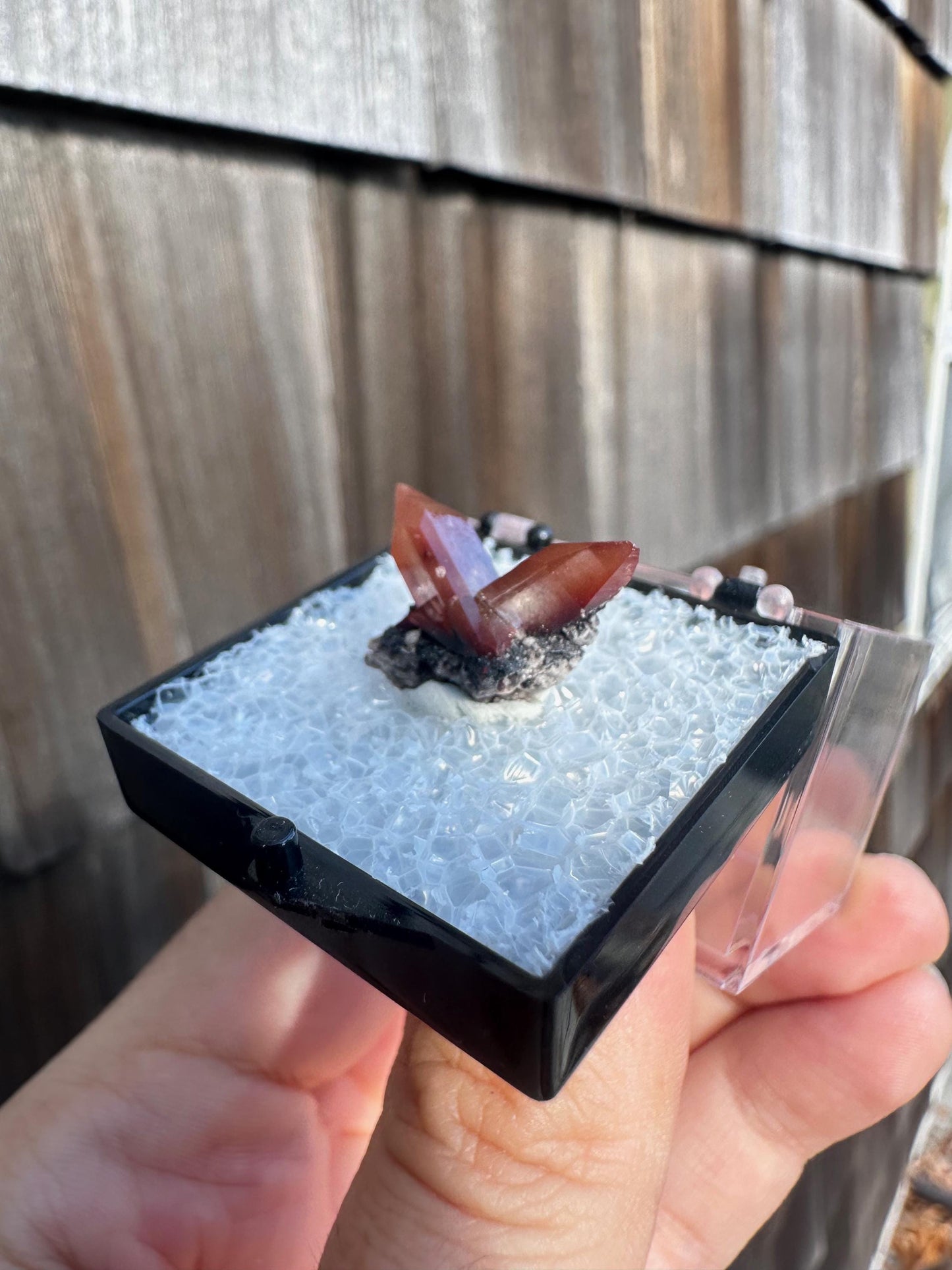 Twin Red Topaz Crystals from San Felipe Mine, Mexico