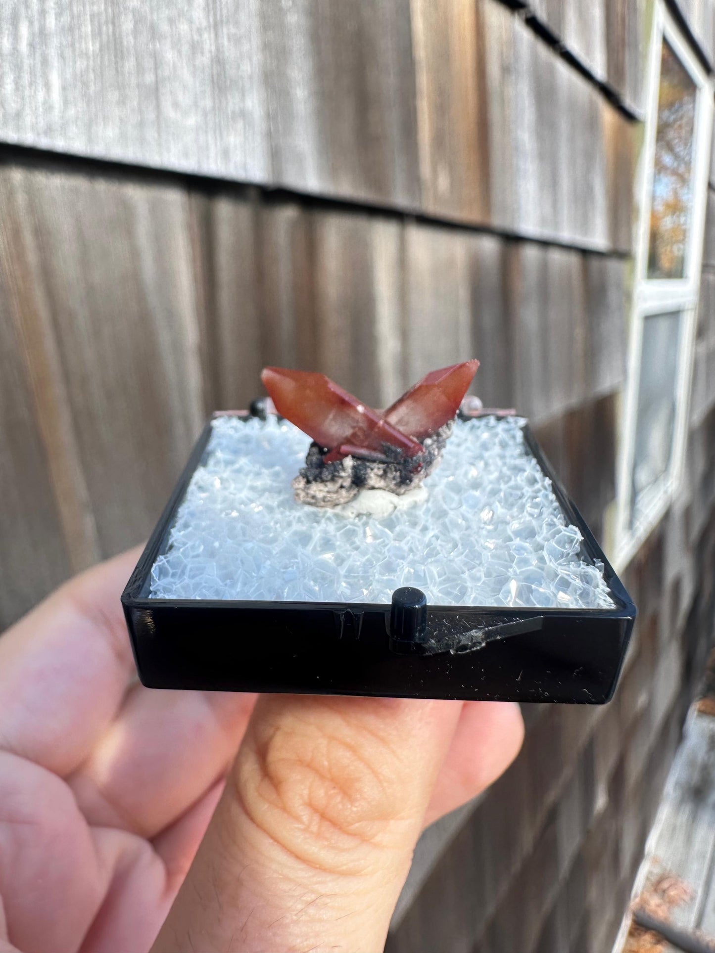 Twin Red Topaz Crystals from San Felipe Mine, Mexico