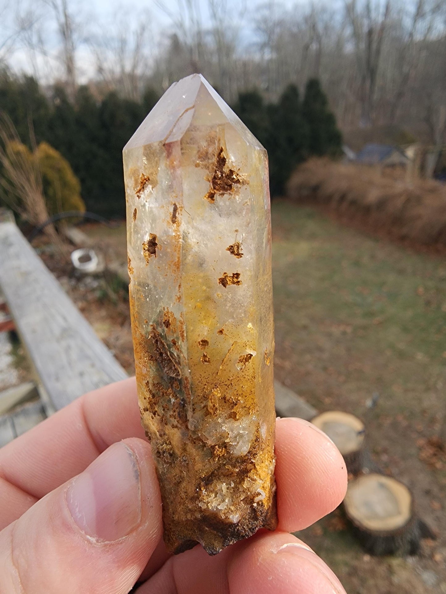 Natural Iridescent Phantom Quartz Point from Skardu, Pakistan