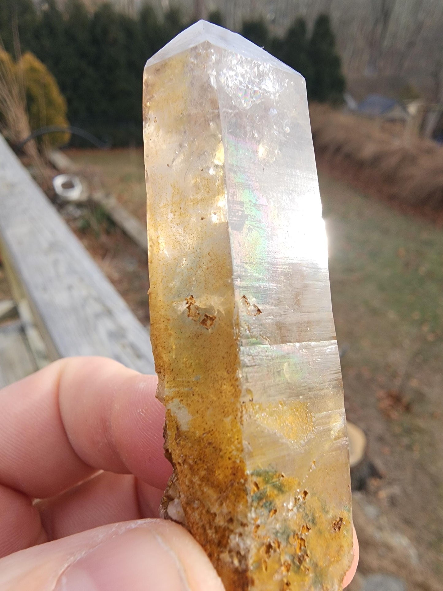 Natural Iridescent Phantom Quartz Point from Skardu, Pakistan
