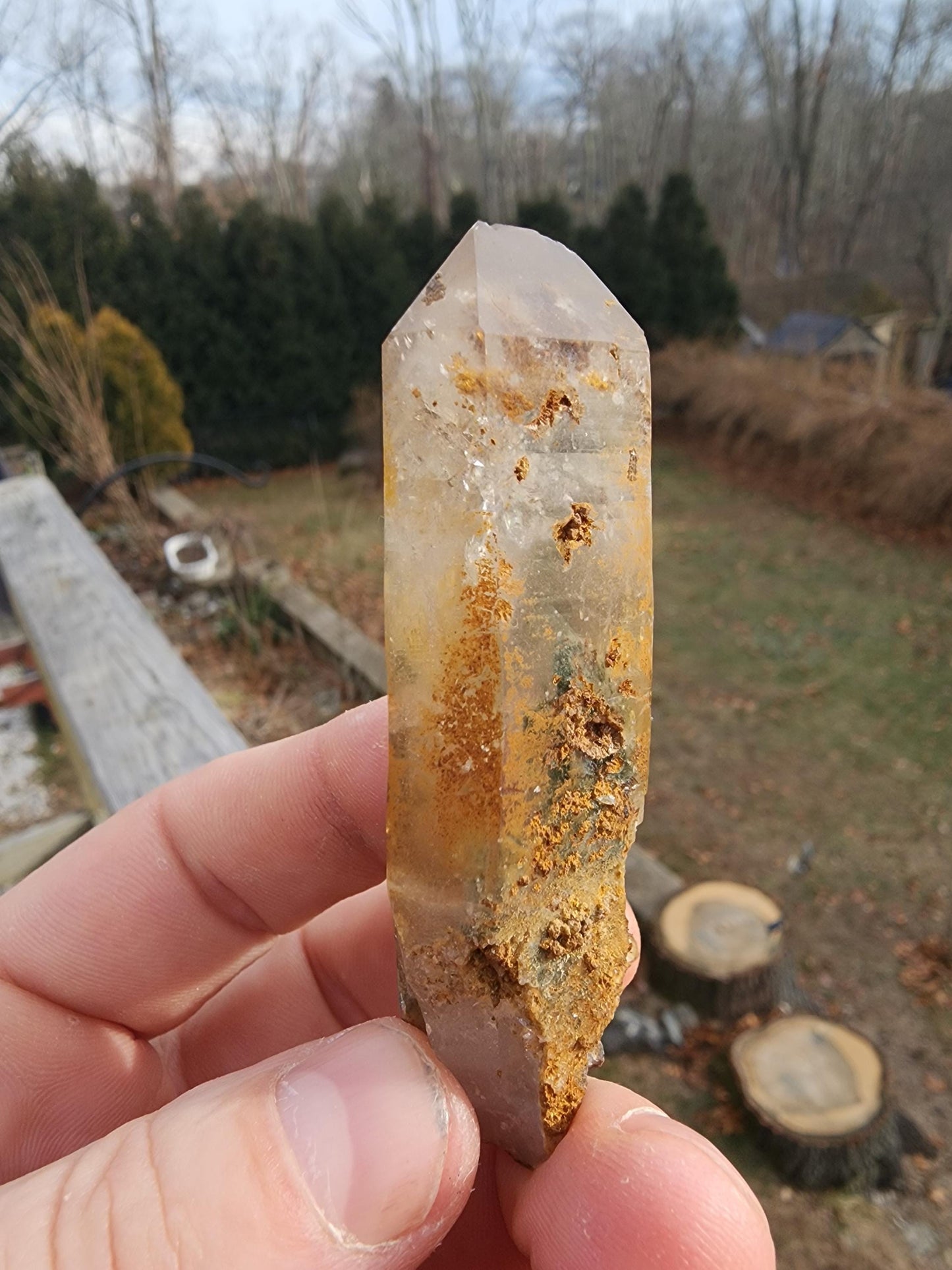 Natural Iridescent Phantom Quartz Point from Skardu, Pakistan