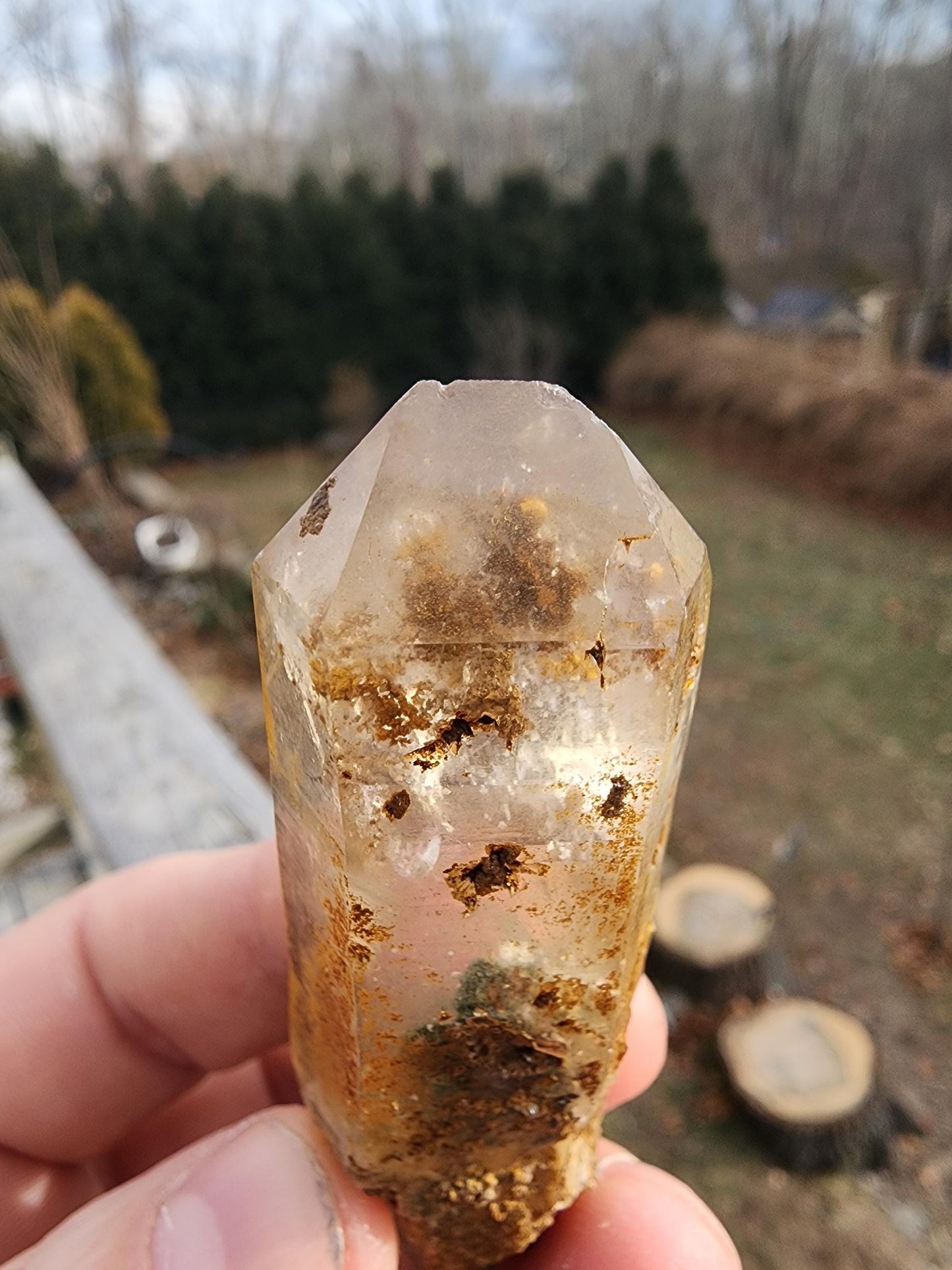 Natural Iridescent Phantom Quartz Point from Skardu, Pakistan