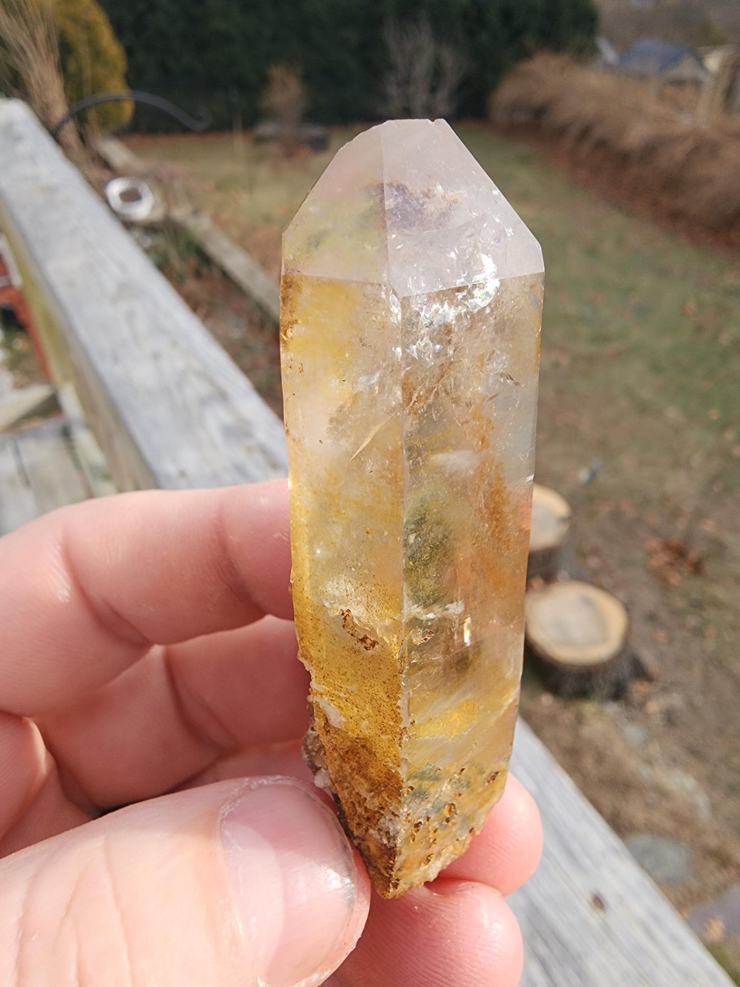 Natural Iridescent Phantom Quartz Point from Skardu, Pakistan
