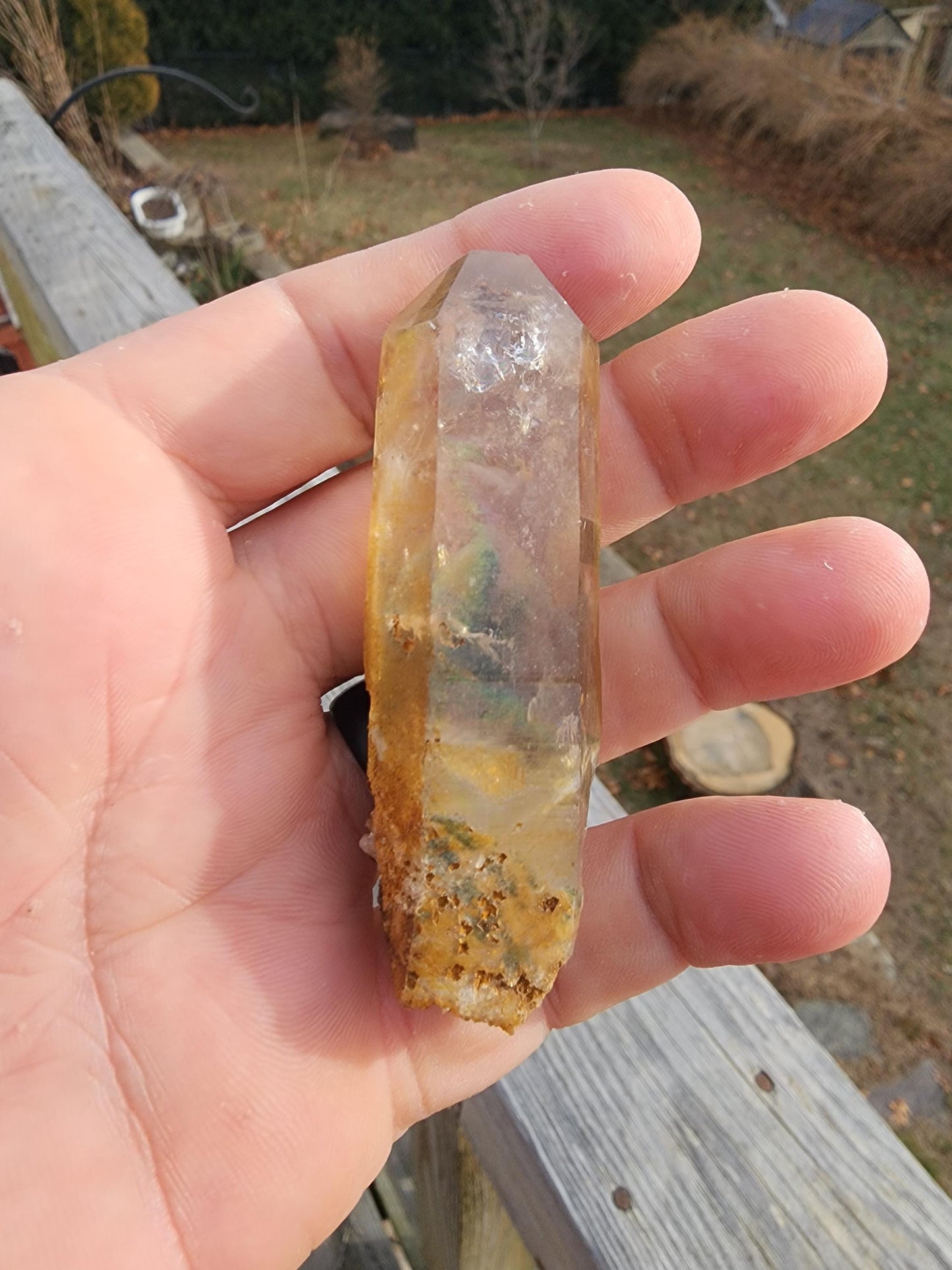 Natural Iridescent Phantom Quartz Point from Skardu, Pakistan