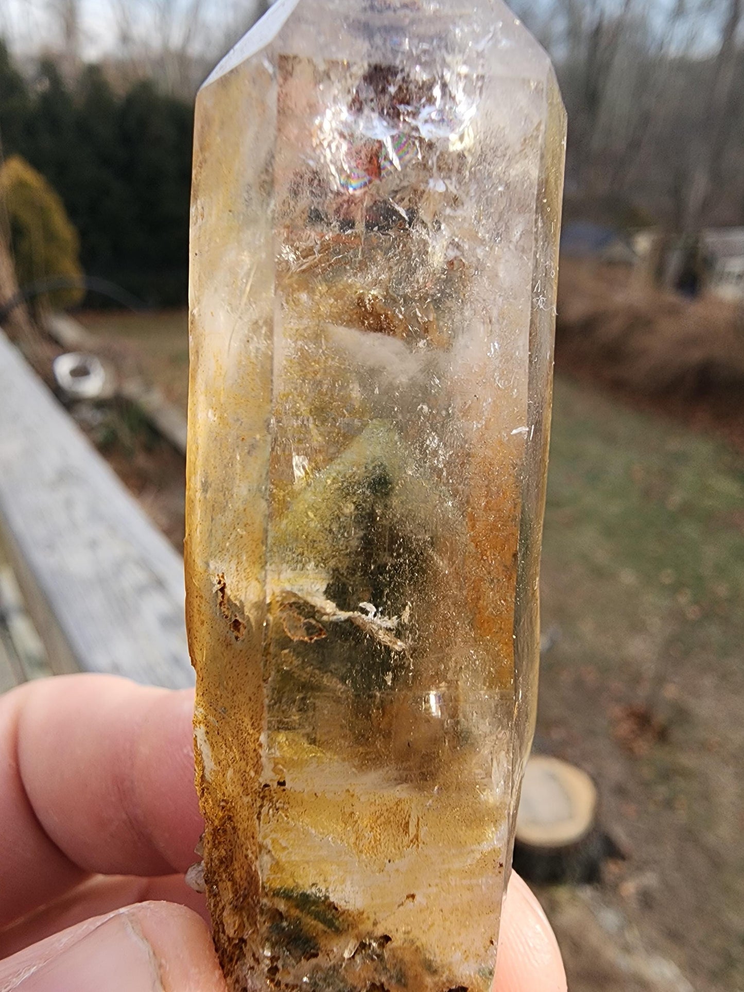 Natural Iridescent Phantom Quartz Point from Skardu, Pakistan